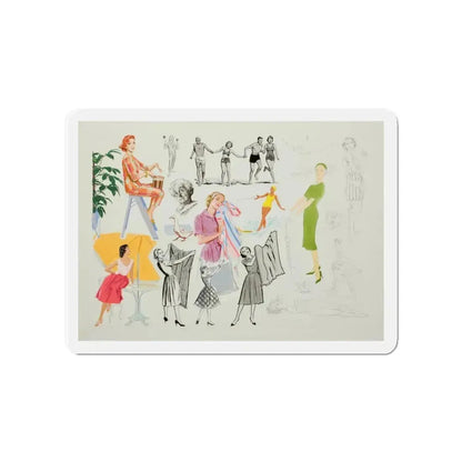 Advertisement Illustrations (Magazine Illustration) Refrigerator Magnet 4 Inch Die-Cut - The Sticker Space