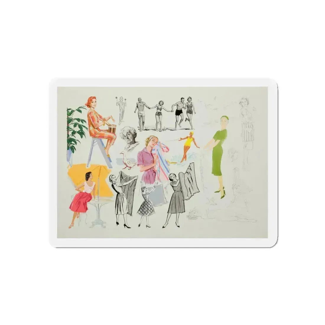 Advertisement Illustrations (Magazine Illustration) Refrigerator Magnet 5 Inch Die-Cut - The Sticker Space