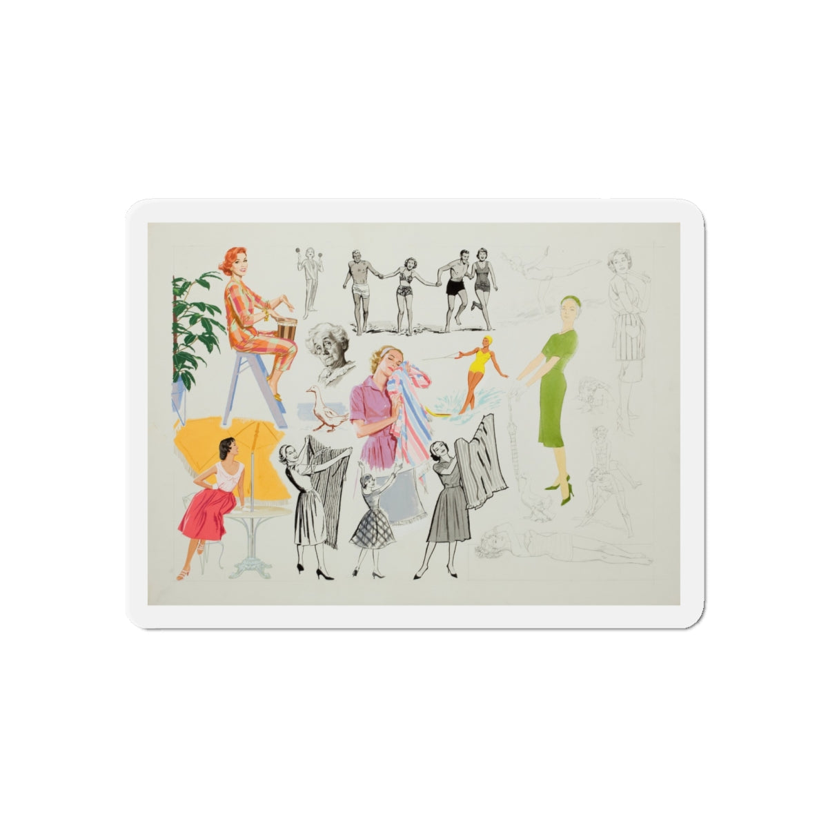 Advertisement Illustrations (Magazine Illustration) Refrigerator Magnet-6" × 6"-The Sticker Space