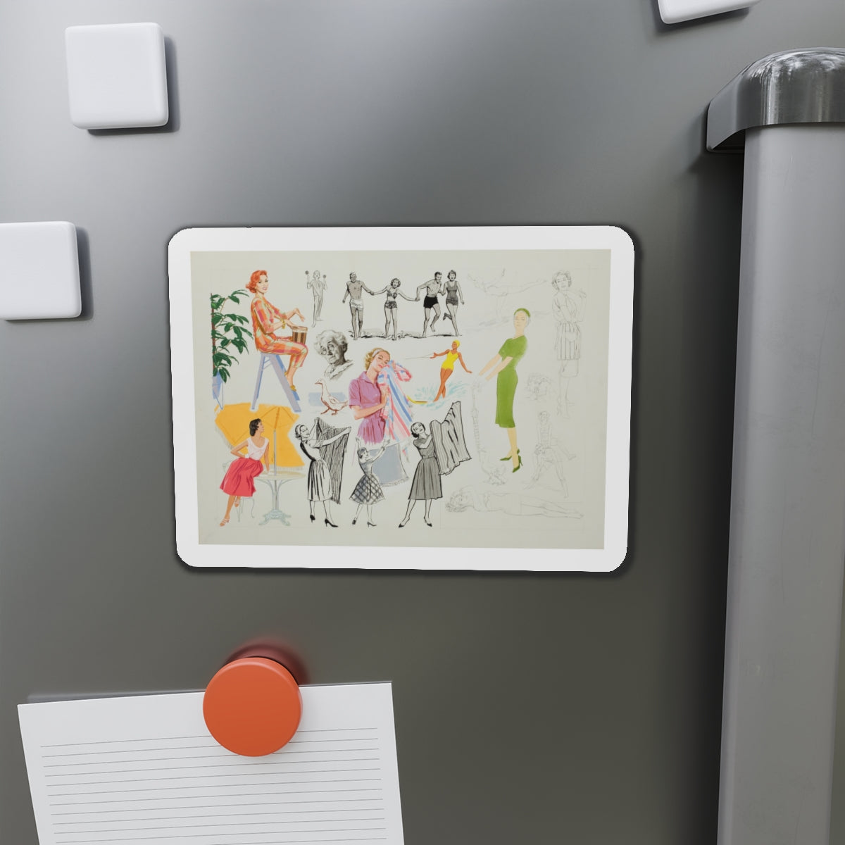 Advertisement Illustrations (Magazine Illustration) Refrigerator Magnet-The Sticker Space