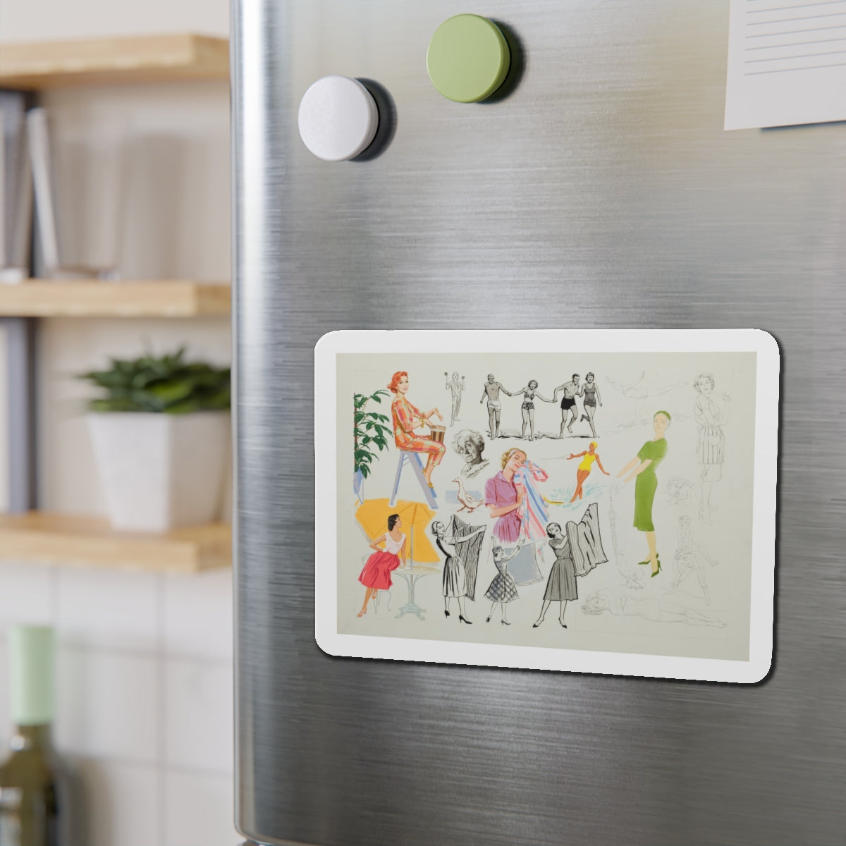 Advertisement Illustrations (Magazine Illustration) Refrigerator Magnet-The Sticker Space