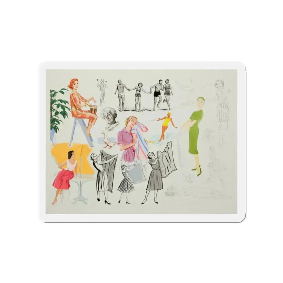 Advertisement Illustrations (Magazine Illustration) Refrigerator Magnet - The Sticker Space