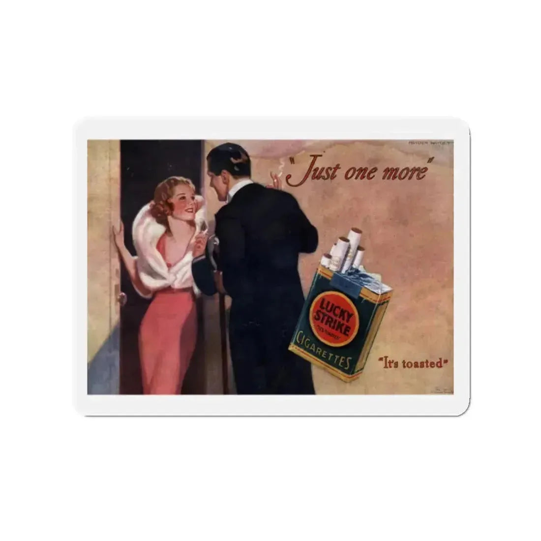 Advertisment for Lucky Strike, Bluebook Magazine backcover, November 1933 (Magazine Illustration) Refrigerator Magnet 2 Inch - The Sticker Space