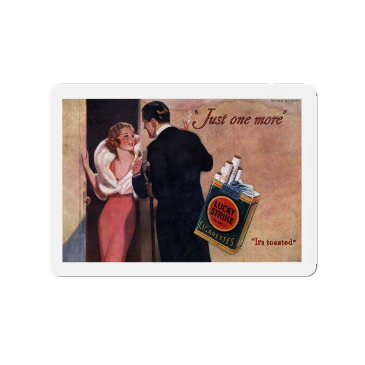 Advertisment for Lucky Strike, Bluebook Magazine backcover, November 1933 (Magazine Illustration) Refrigerator Magnet-3" x 3"-The Sticker Space