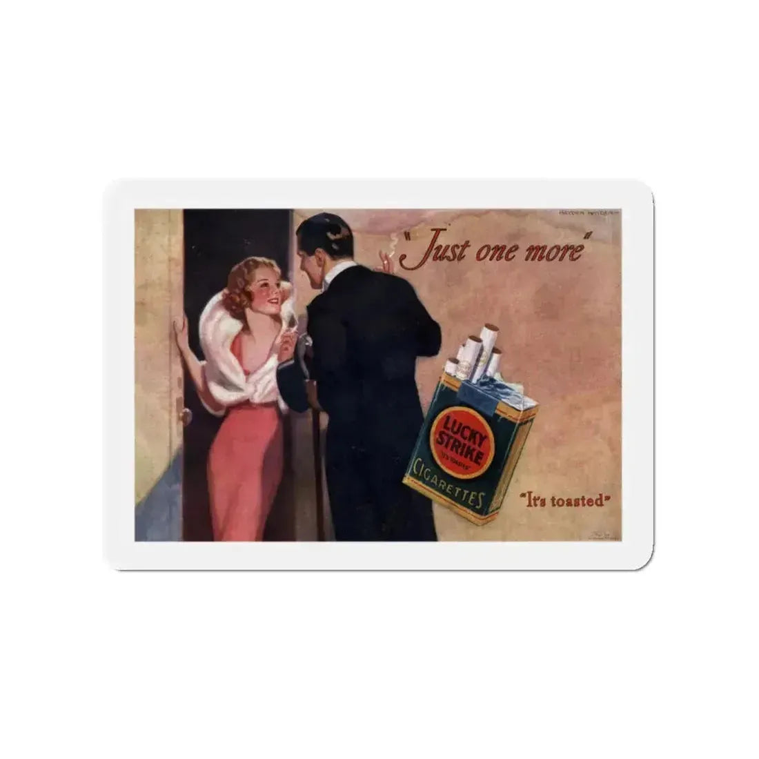 Advertisment for Lucky Strike, Bluebook Magazine backcover, November 1933 (Magazine Illustration) Refrigerator Magnet 4 Inch - The Sticker Space
