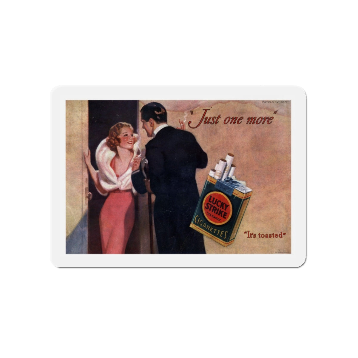 Advertisment for Lucky Strike, Bluebook Magazine backcover, November 1933 (Magazine Illustration) Refrigerator Magnet-5" x 5"-The Sticker Space