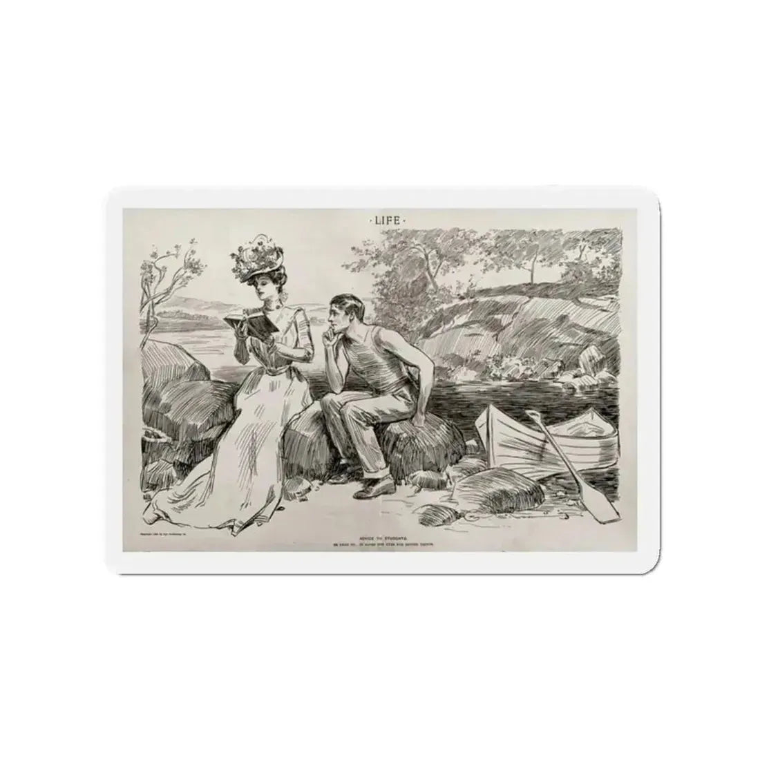 Advice to Students, Life magazine, July 12, 1900 (Magazine Illustration) Refrigerator Magnet 2 Inch - The Sticker Space