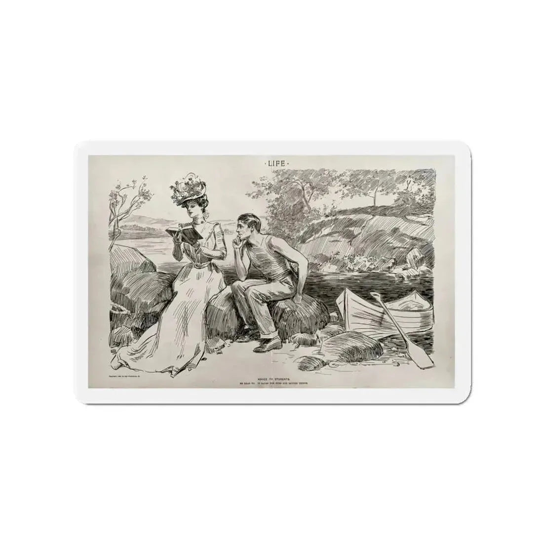 Advice to Students, Life magazine, July 12, 1900 (Magazine Illustration) Refrigerator Magnet 3 Inch - The Sticker Space