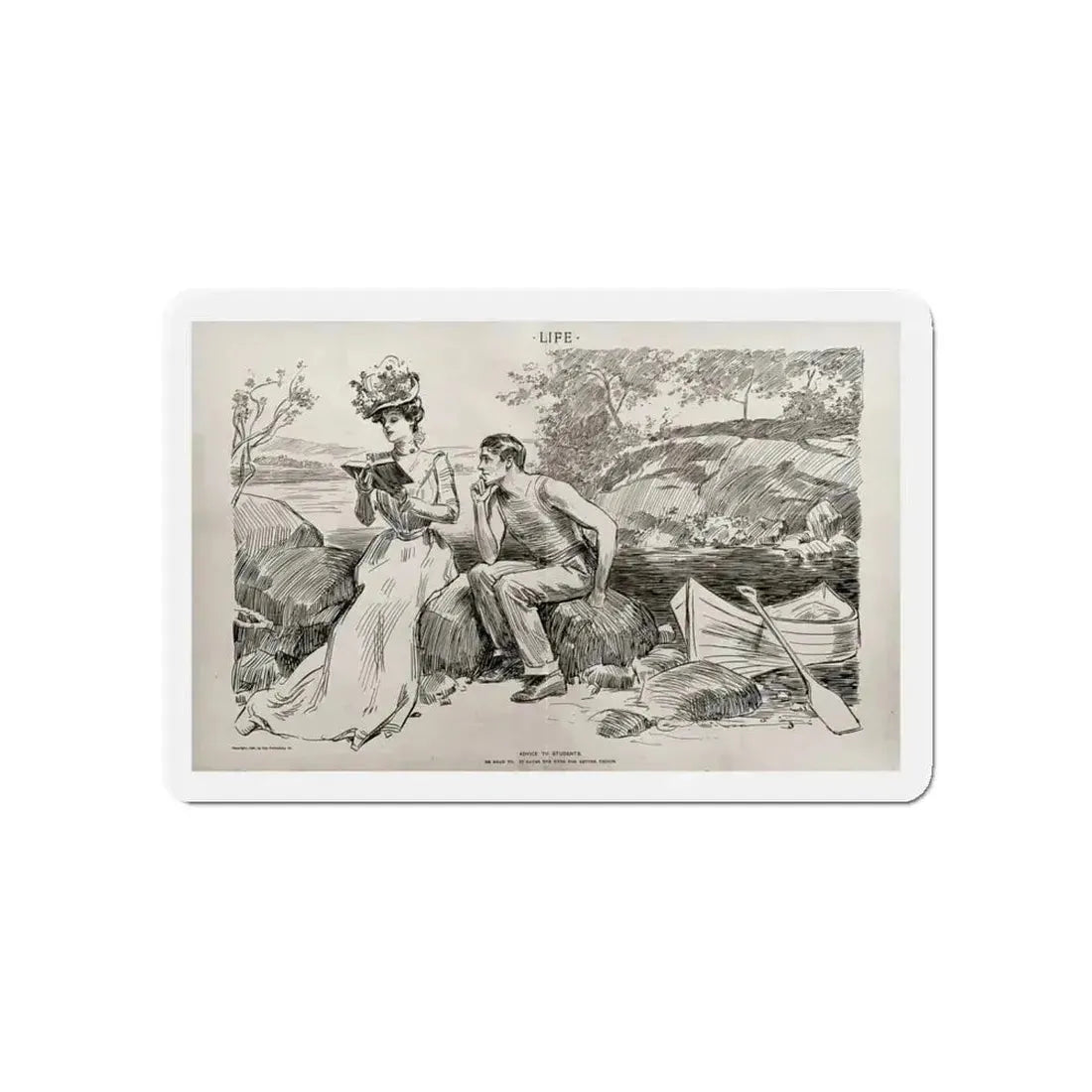 Advice to Students, Life magazine, July 12, 1900 (Magazine Illustration) Refrigerator Magnet 5 Inch - The Sticker Space