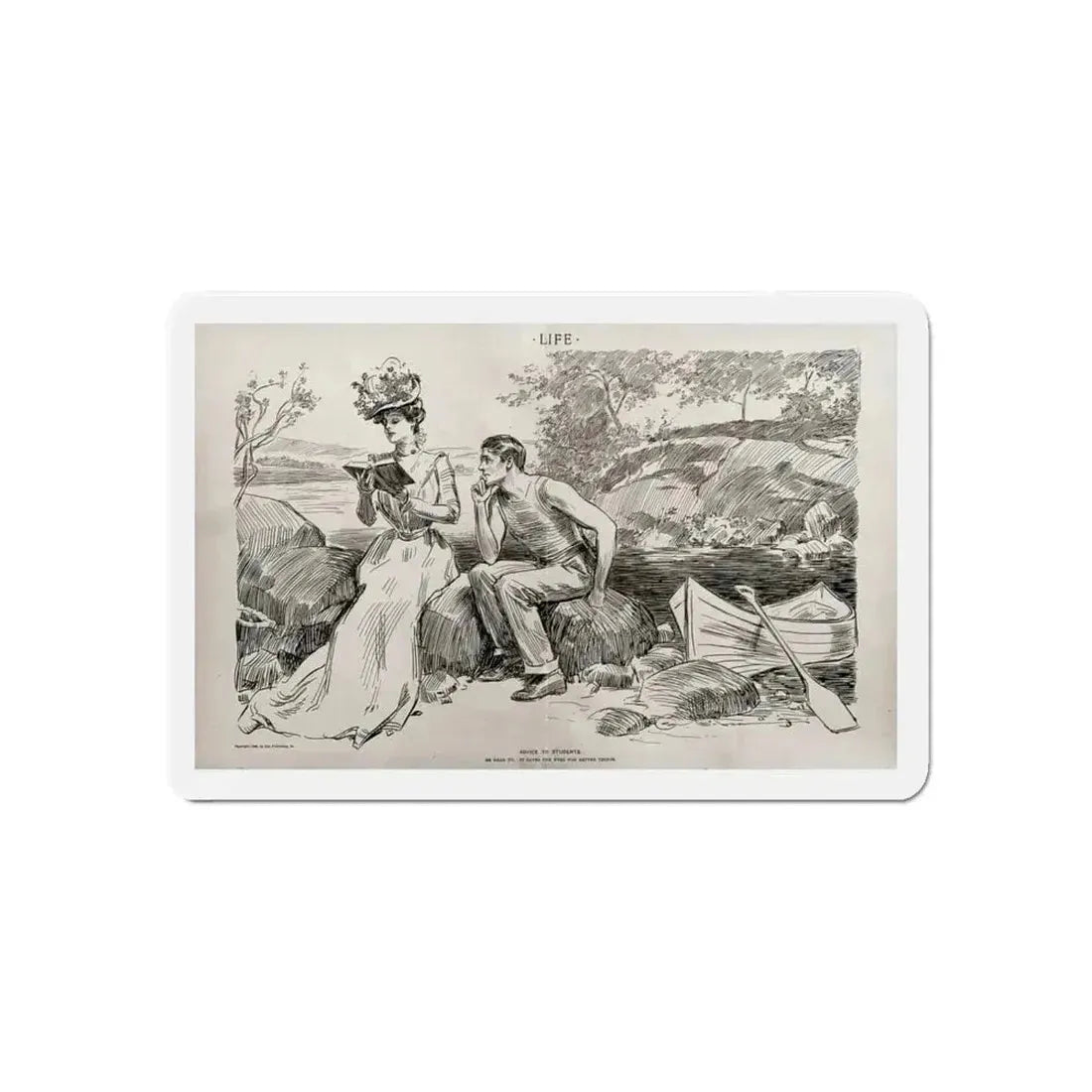 Advice to Students, Life magazine, July 12, 1900 (Magazine Illustration) Refrigerator Magnet 6 Inch - The Sticker Space