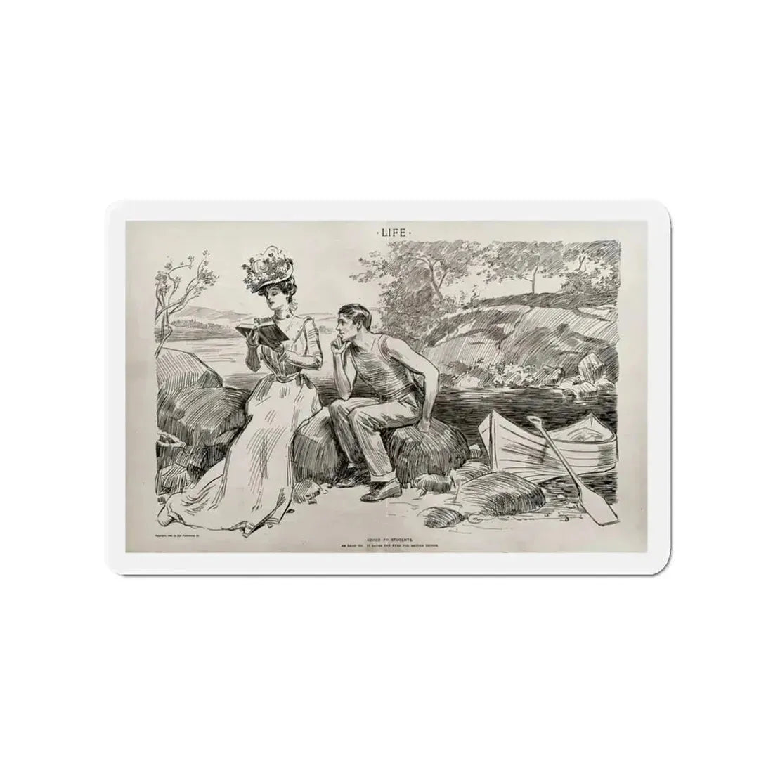 Advice to Students, Life magazine, July 12, 1900 (Magazine Illustration) Refrigerator Magnet - The Sticker Space