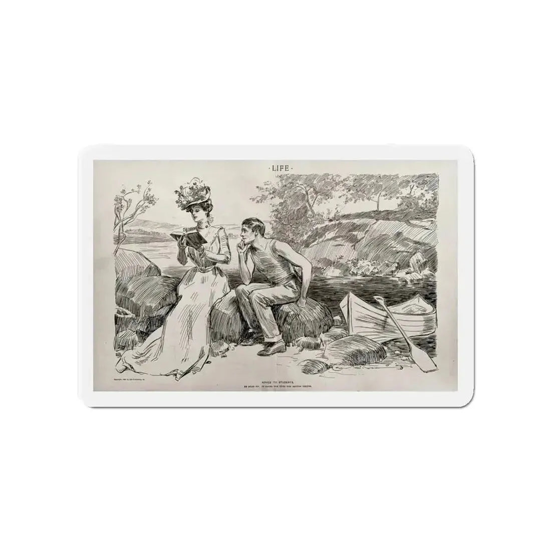 Advice to Students, Life magazine, July 12, 1900 (Magazine Illustration) Refrigerator Magnet - The Sticker Space