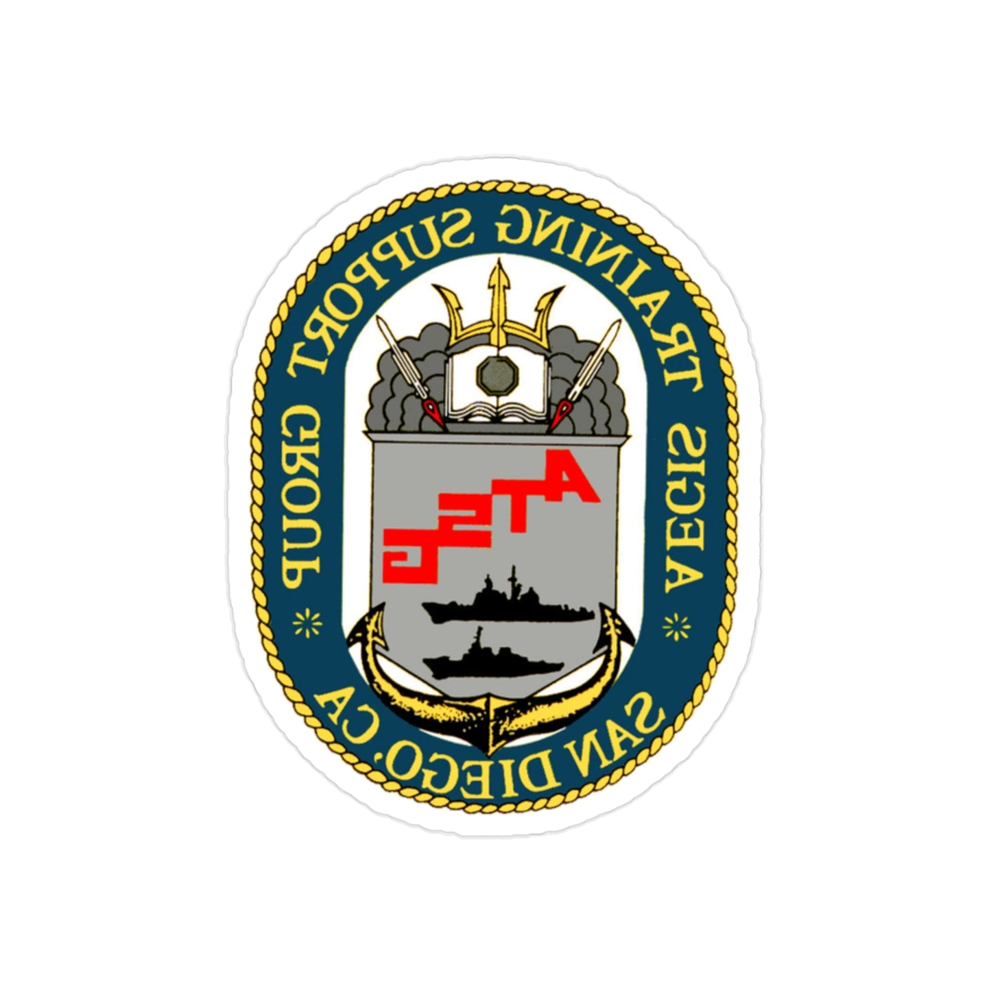 AEGIS Training Support Grp San Diego (U.S. Navy) REVERSE PRINT Transparent STICKER-2" × 2"-The Sticker Space