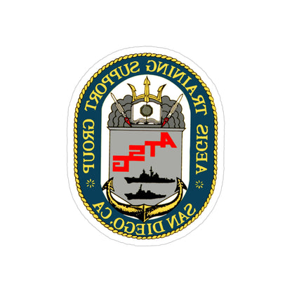 AEGIS Training Support Grp San Diego (U.S. Navy) REVERSE PRINT Transparent STICKER-5" × 5"-The Sticker Space