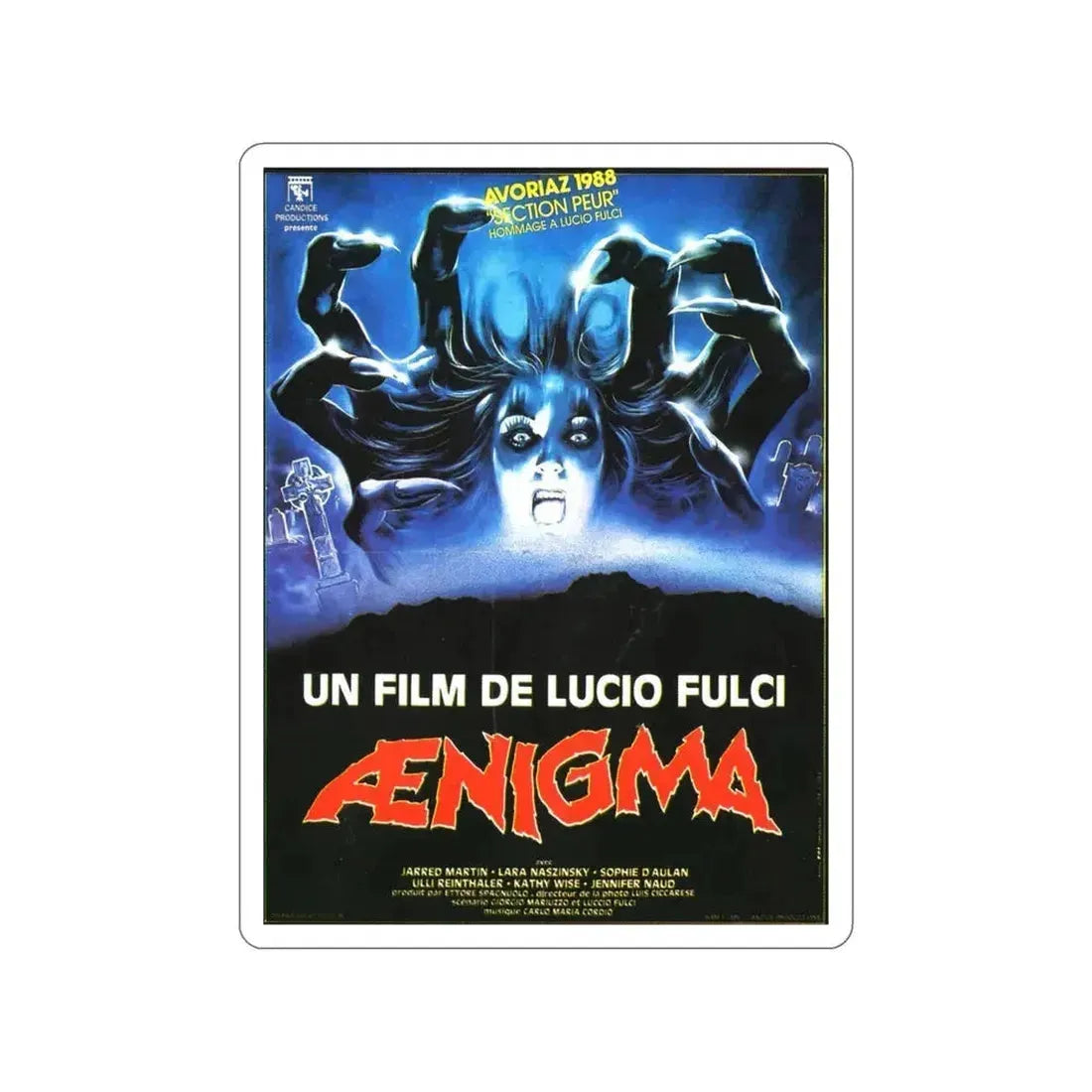 AENIGMA 1987 Movie Poster STICKER Vinyl Die-Cut Decal 4 Inch - The Sticker Space