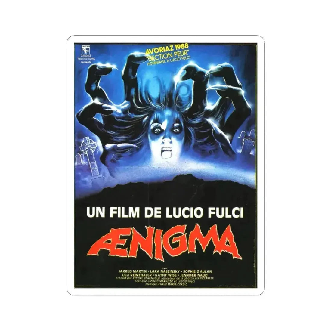 AENIGMA 1987 Movie Poster - STICKER Vinyl Kiss-Cut Decal 3 Inch White - The Sticker Space