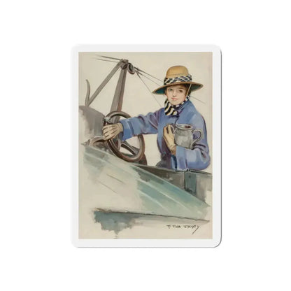 Aeroplane Girl (Magazine Illustration) Refrigerator Magnet 6 Inch - The Sticker Space