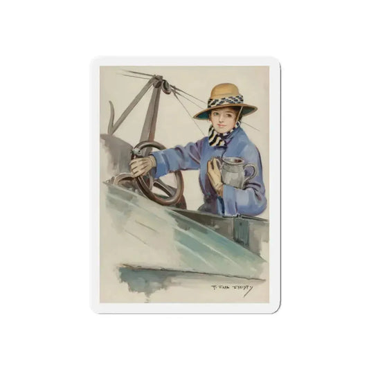 Aeroplane Girl (Magazine Illustration) Refrigerator Magnet 6 Inch - The Sticker Space