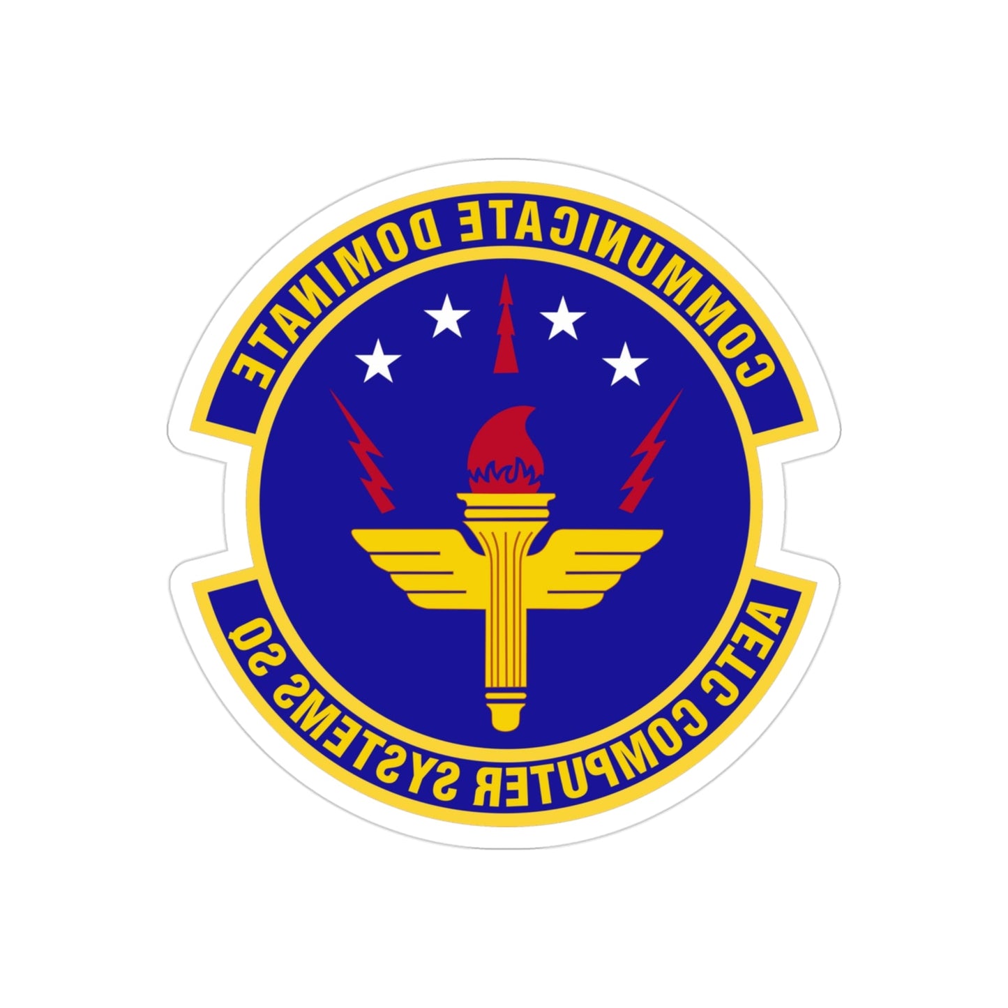 AETC Computer Systems Squadron (U.S. Air Force) REVERSE PRINT Transparent STICKER-3" × 3"-The Sticker Space