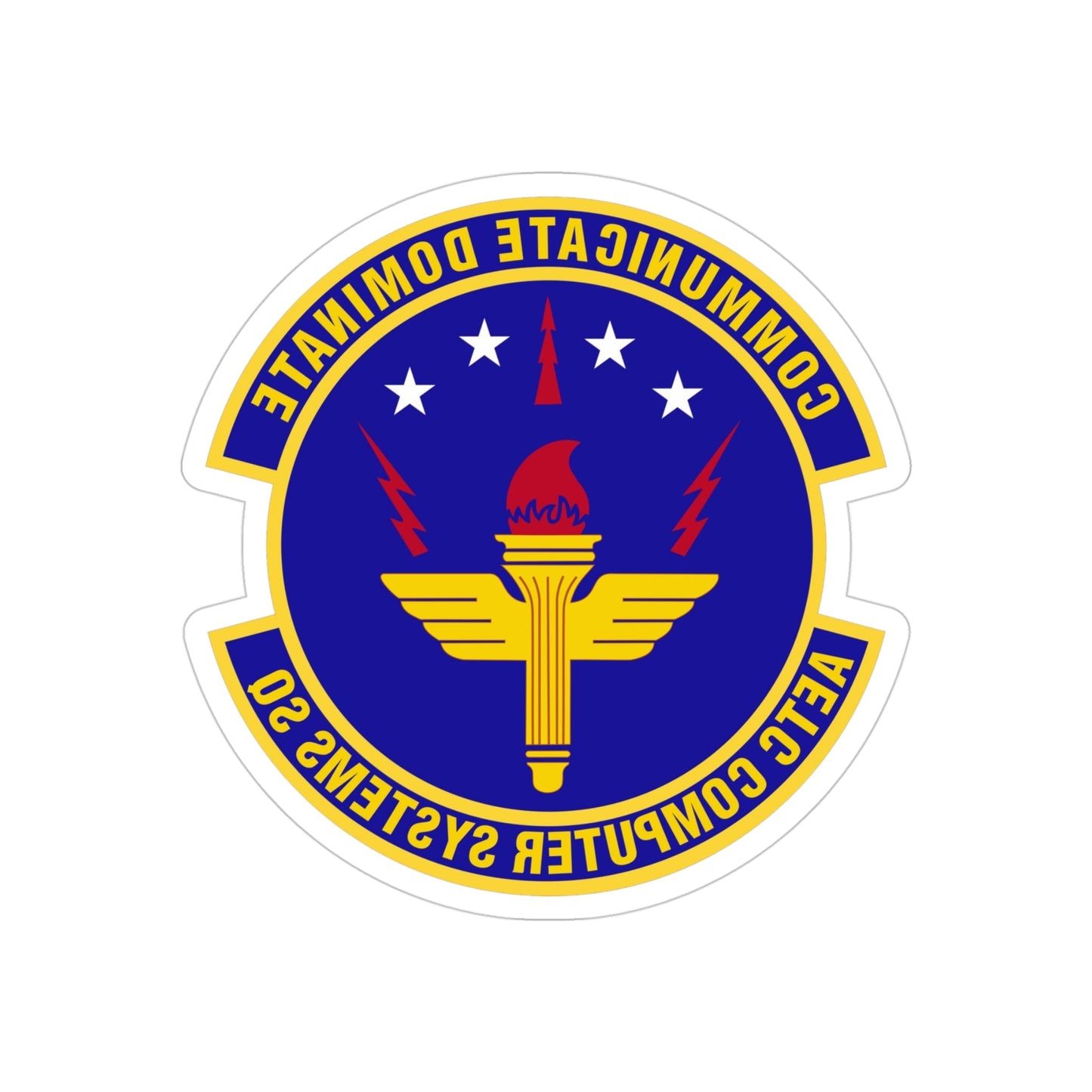 AETC Computer Systems Squadron (U.S. Air Force) REVERSE PRINT Transparent STICKER-4" × 4"-The Sticker Space