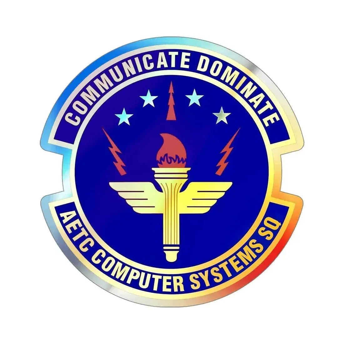 AETC Computer Systems Squadron (U.S. Air Force) Holographic STICKER Die-Cut Vinyl Decal 5 Inch Holographic - The Sticker Space