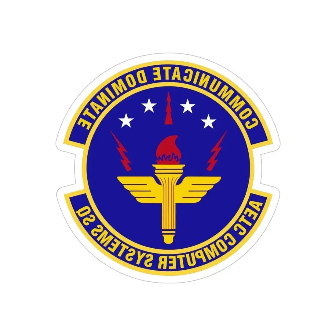AETC Computer Systems Squadron (U.S. Air Force) REVERSE PRINT Transparent Die-Cut STICKER 5 Inch Die-Cut Transparent - The Sticker Space