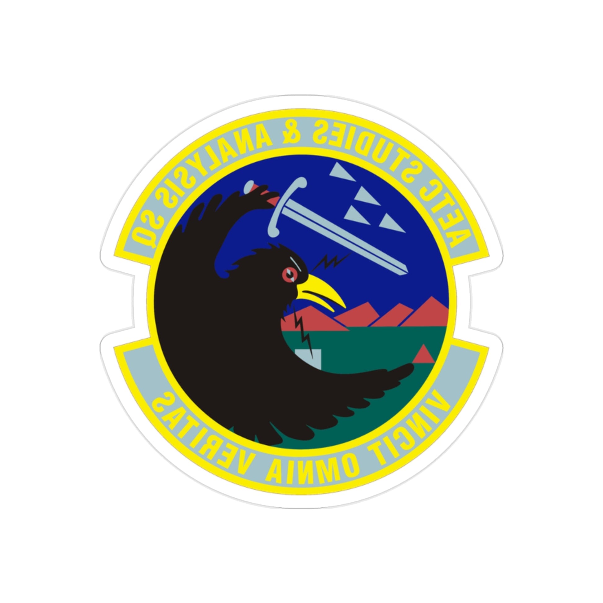 AETC Studies & Analysis Squadron (U.S. Air Force) REVERSE PRINT Transparent STICKER-2" × 2"-The Sticker Space