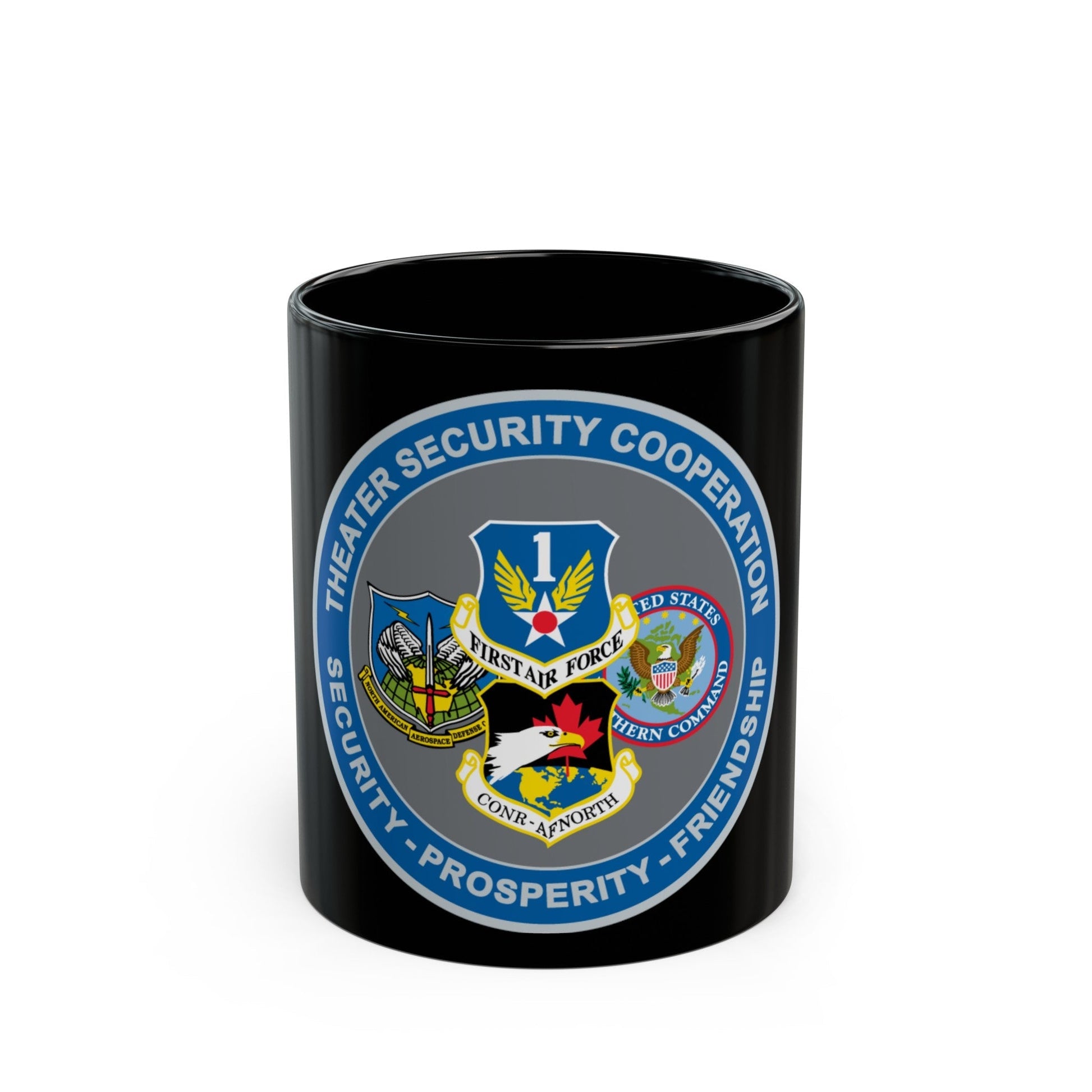 AF North TSC Theater Security Cooperation (U.S. Air Force) Black Coffee Mug-11oz-The Sticker Space