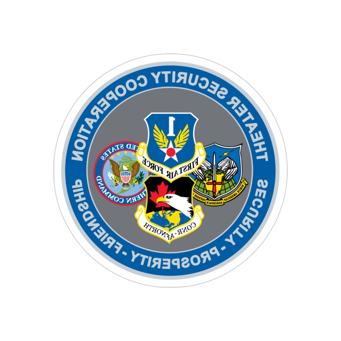 AF North TSC Theater Security Cooperation (U.S. Air Force) REVERSE PRINT Transparent STICKER-3" × 3"-The Sticker Space