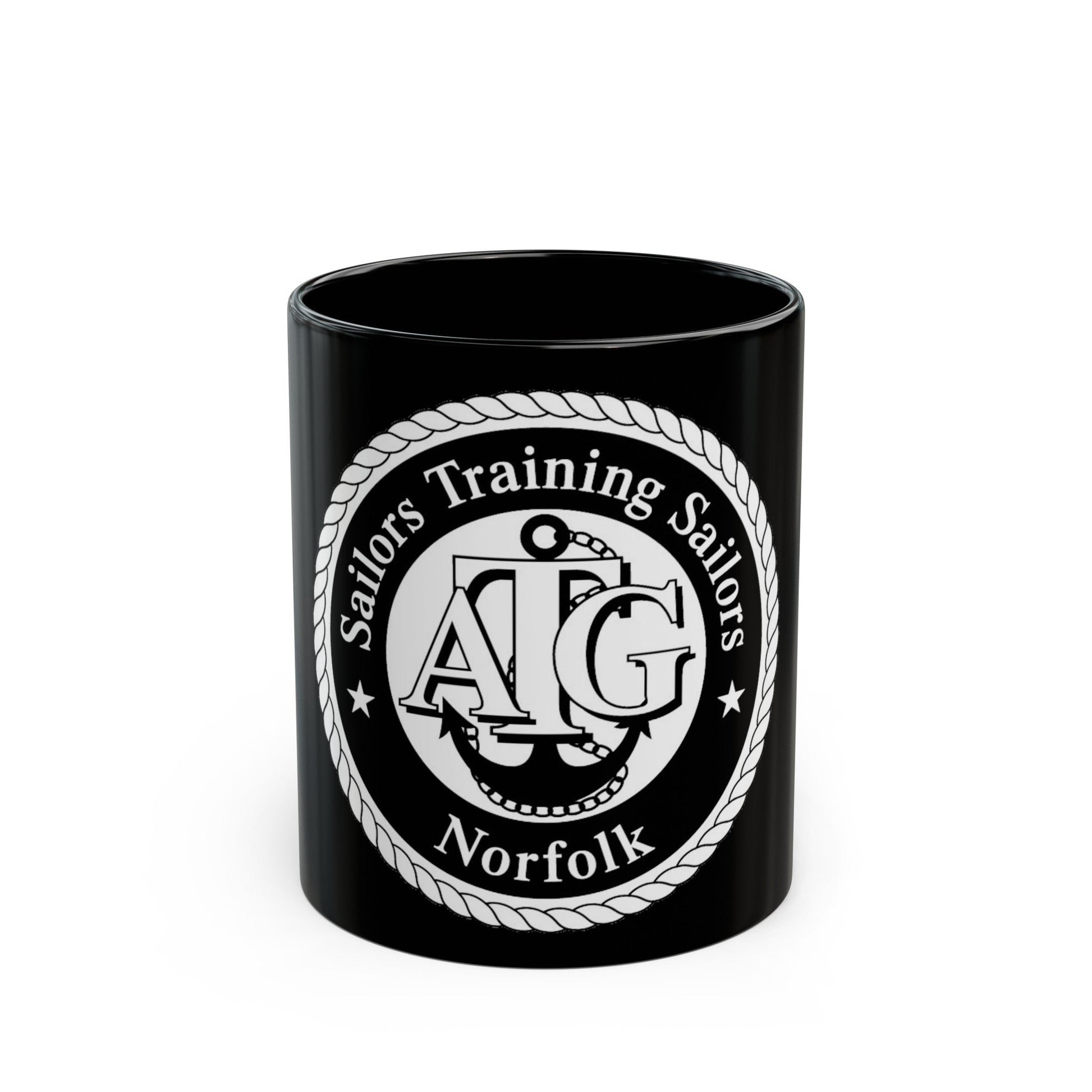 AFLOAT Training Group ATG Norfolk BW (U.S. Navy) Black Coffee Mug-11oz-The Sticker Space