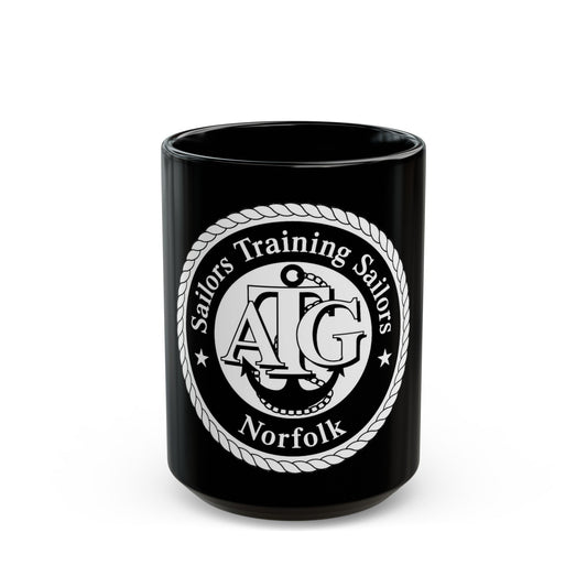 AFLOAT Training Group ATG Norfolk BW (U.S. Navy) Black Coffee Mug-15oz-The Sticker Space