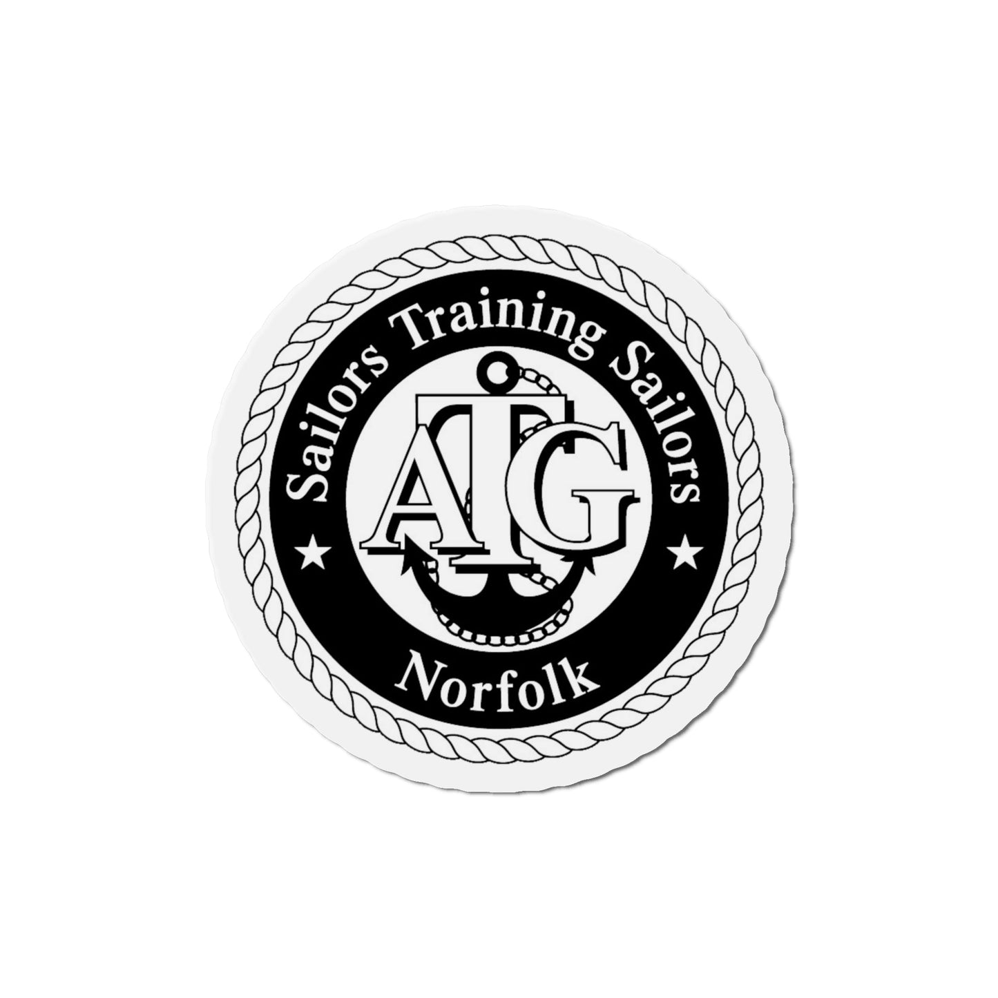 AFLOAT Training Group ATG Norfolk BW (U.S. Navy) Die-Cut Magnet-6 × 6"-The Sticker Space