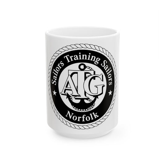 AFLOAT Training Group ATG Norfolk BW (U.S. Navy) White Coffee Mug-15oz-The Sticker Space