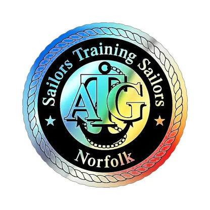 AFLOAT Training Group ATG Norfolk BW (U.S. Navy) Holographic STICKER Die-Cut Vinyl Decal 4 Inch Holographic - The Sticker Space