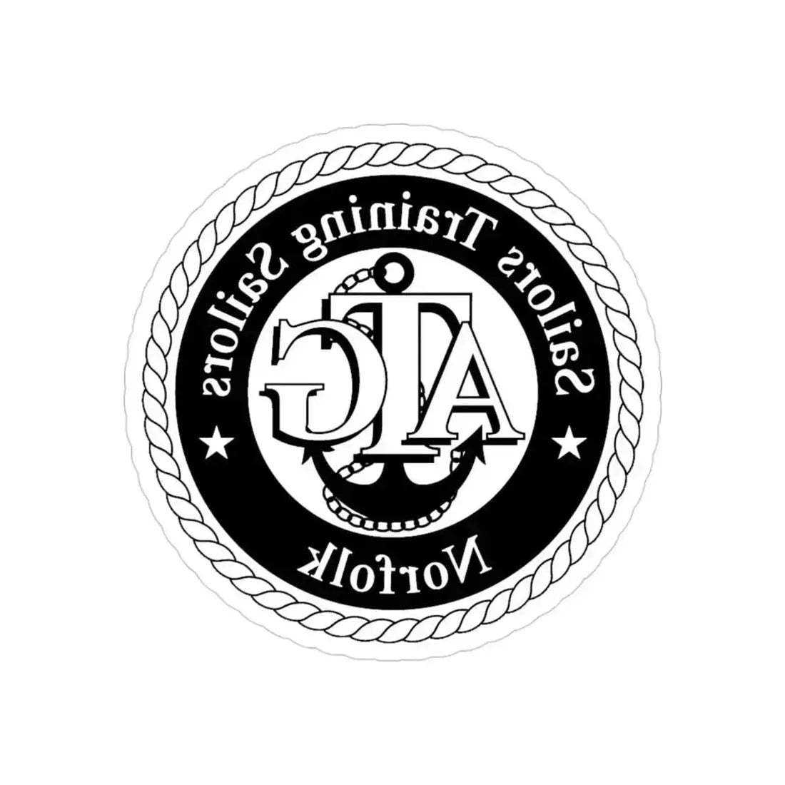 AFLOAT Training Group ATG Norfolk BW (U.S. Navy) REVERSE PRINT Transparent Die-Cut STICKER 3 Inch Die-Cut Transparent - The Sticker Space