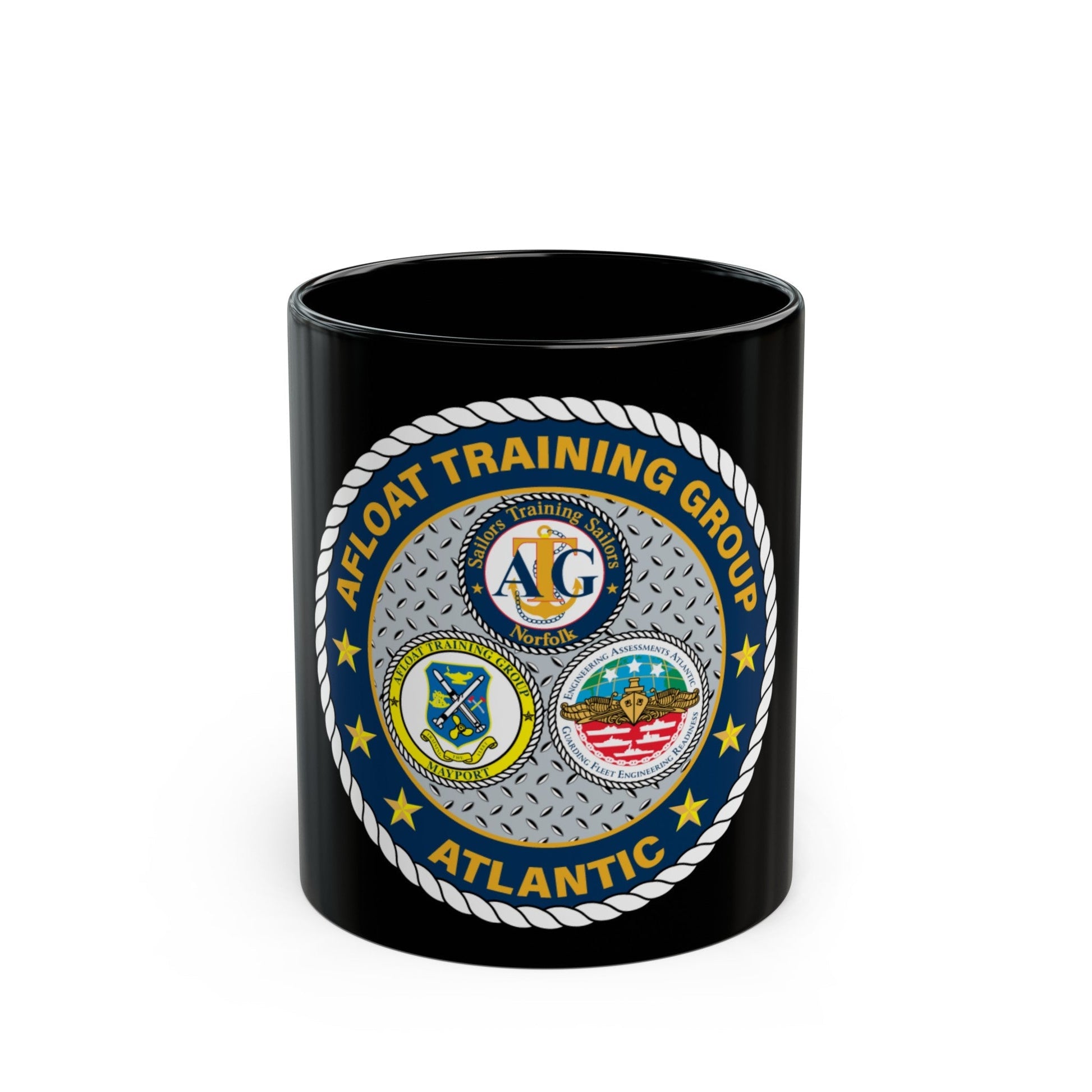 Afloat Training Group Atlantic (U.S. Navy) Black Coffee Mug-11oz-The Sticker Space