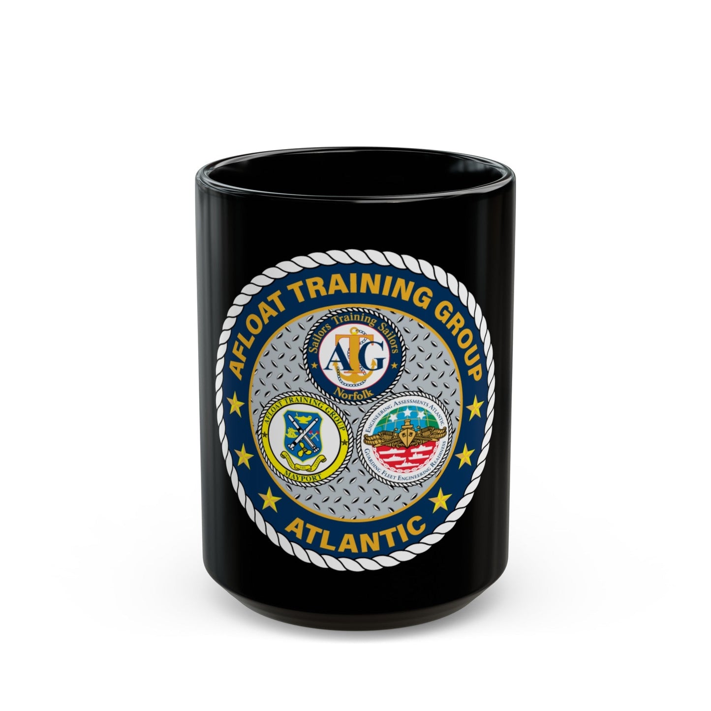 Afloat Training Group Atlantic (U.S. Navy) Black Coffee Mug-15oz-The Sticker Space