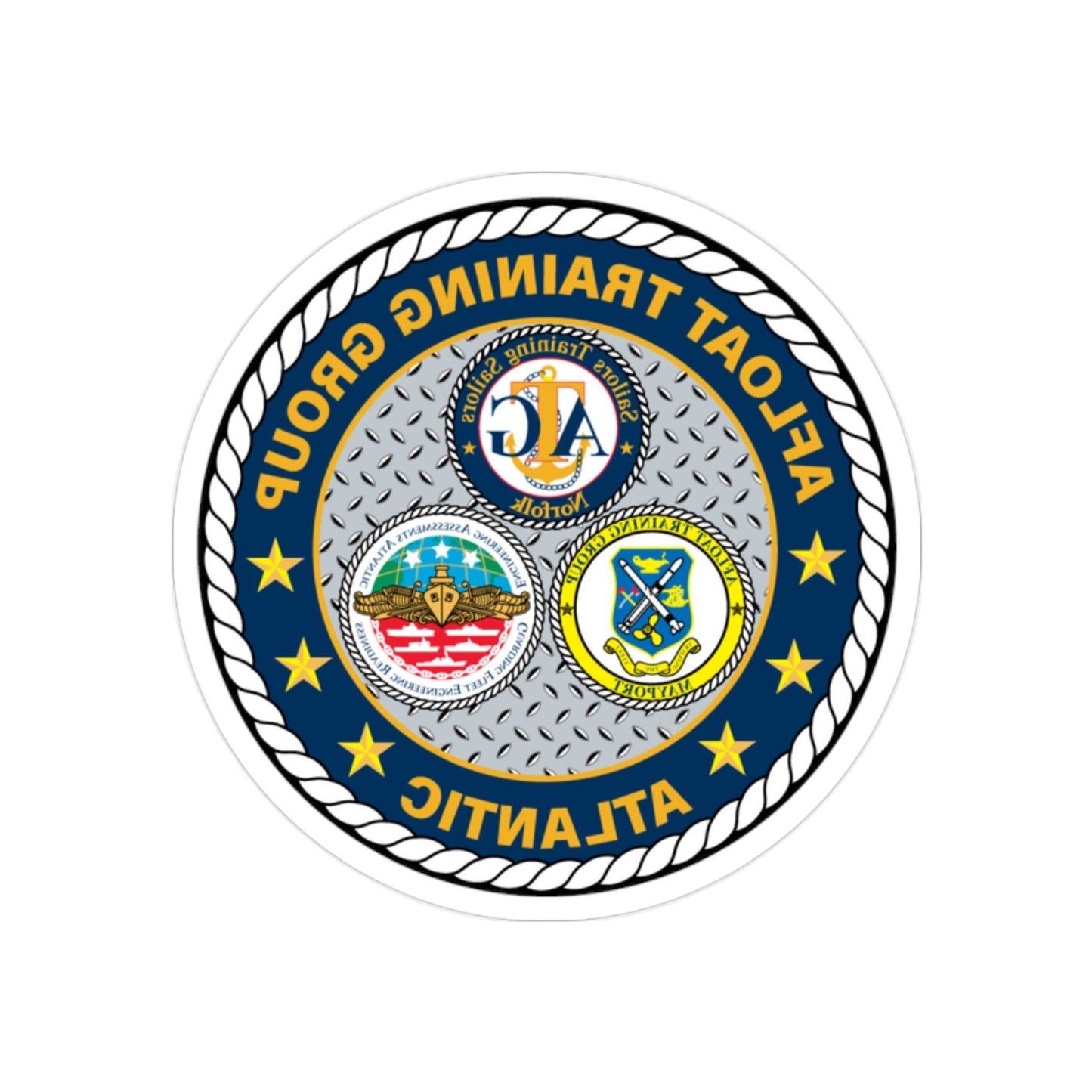 Afloat Training Group Atlantic (U.S. Navy) REVERSE PRINT Transparent STICKER-2 Inch-The Sticker Space