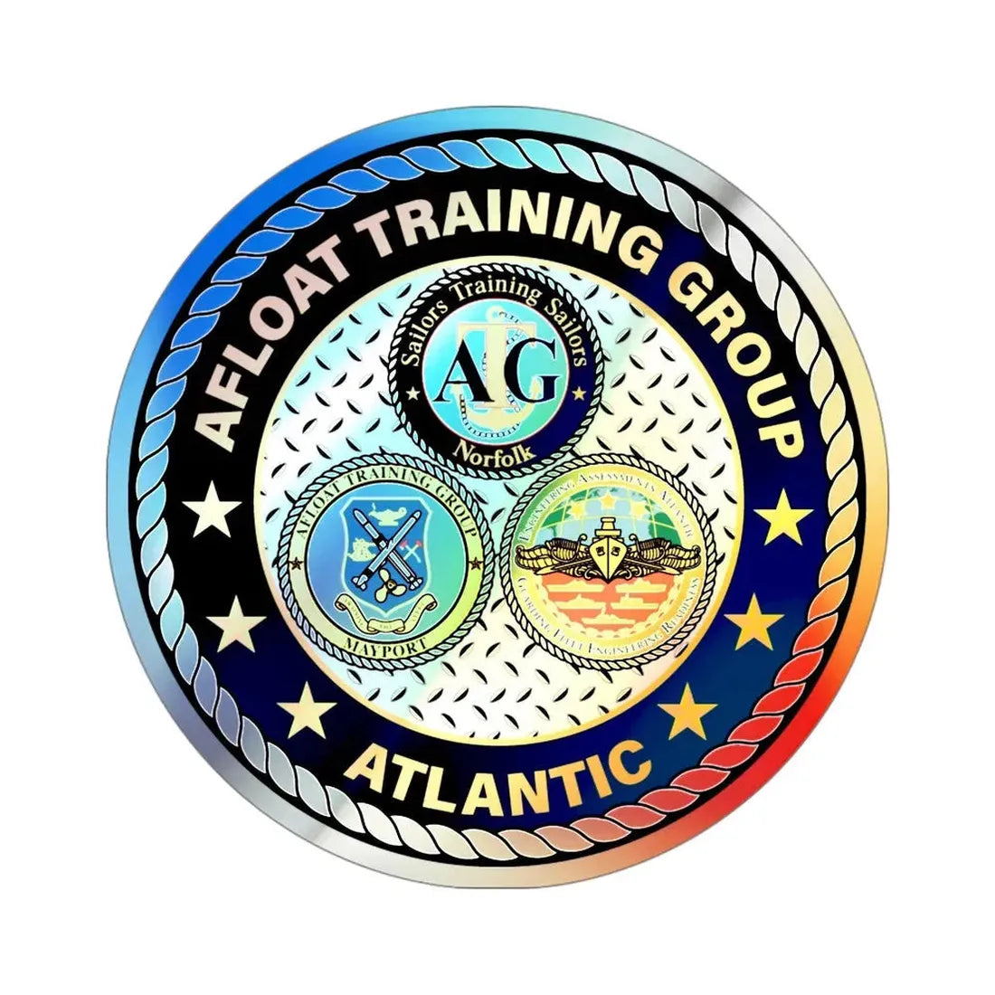 Afloat Training Group Atlantic (U.S. Navy) Holographic STICKER Die-Cut Vinyl Decal - The Sticker Space