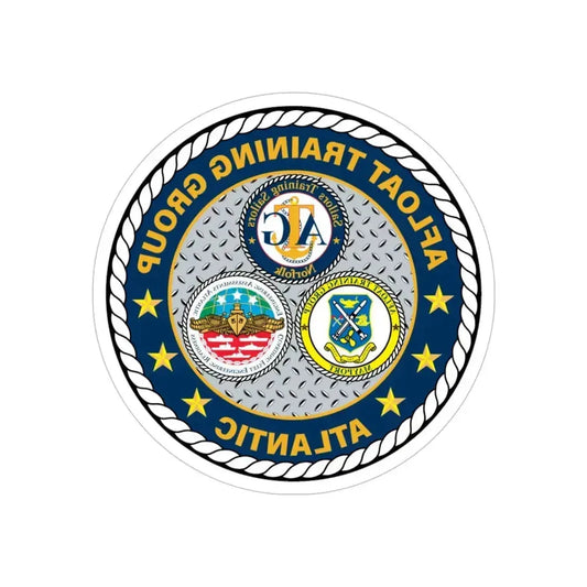 Afloat Training Group Atlantic (U.S. Navy) REVERSE PRINT Transparent Die-Cut STICKER 6 Inch Die-Cut Transparent - The Sticker Space