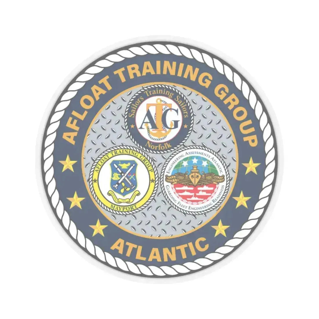 Afloat Training Group Atlantic (U.S. Navy) STICKER Vinyl Kiss-Cut Decal 4 Inch Transparent - The Sticker Space