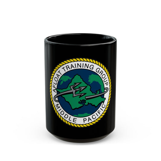 AFLOAT Training Group MID PACIFIC (U.S. Navy) Black Coffee Mug-15oz-The Sticker Space