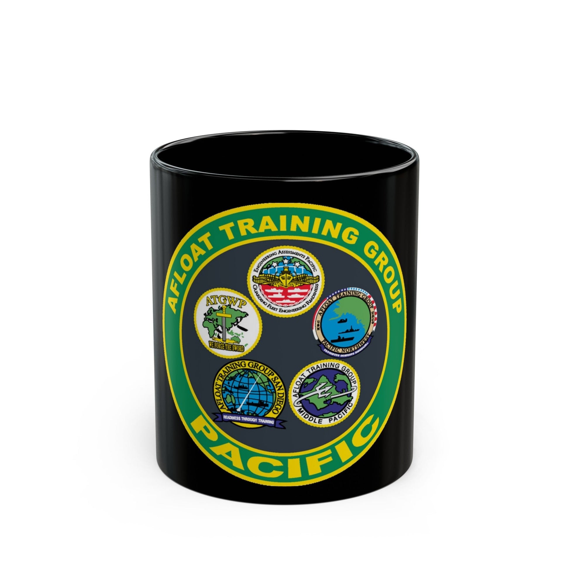 Afloat Training Group Pacific (U.S. Navy) Black Coffee Mug-11oz-The Sticker Space