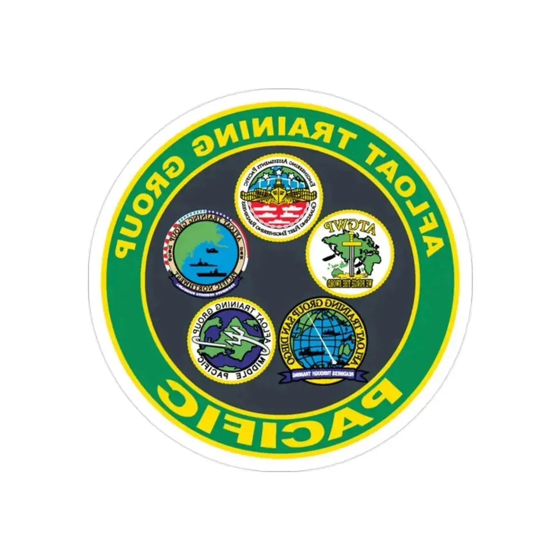 Afloat Training Group Pacific (U.S. Navy) REVERSE PRINT Transparent Die-Cut STICKER 2 Inch Die-Cut Transparent - The Sticker Space