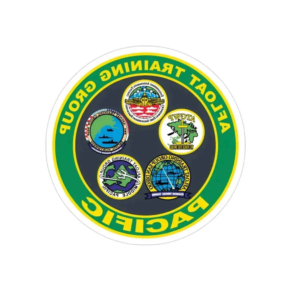 Afloat Training Group Pacific (U.S. Navy) REVERSE PRINT Transparent Die-Cut STICKER 3 Inch Die-Cut Transparent - The Sticker Space