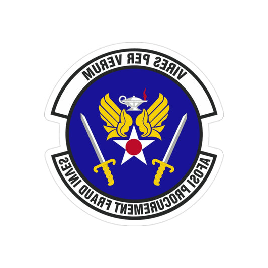 AFOSI Office of Procurement Fraud Investigations (U.S. Air Force) REVERSE PRINT Transparent STICKER-2" × 2"-The Sticker Space