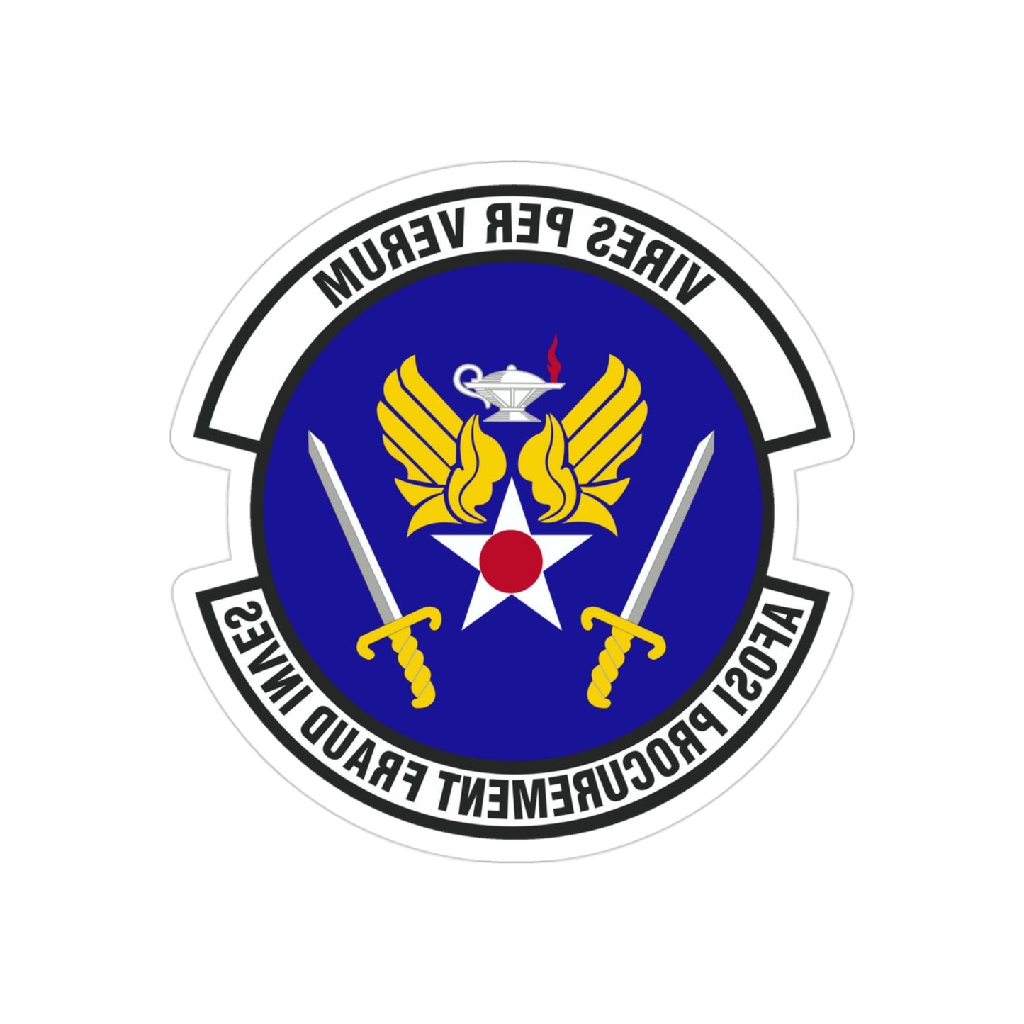 AFOSI Office of Procurement Fraud Investigations (U.S. Air Force) REVERSE PRINT Transparent STICKER-3" × 3"-The Sticker Space