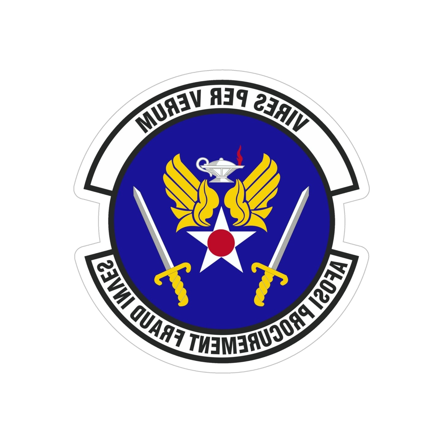 AFOSI Office of Procurement Fraud Investigations (U.S. Air Force) REVERSE PRINT Transparent STICKER-6" × 6"-The Sticker Space