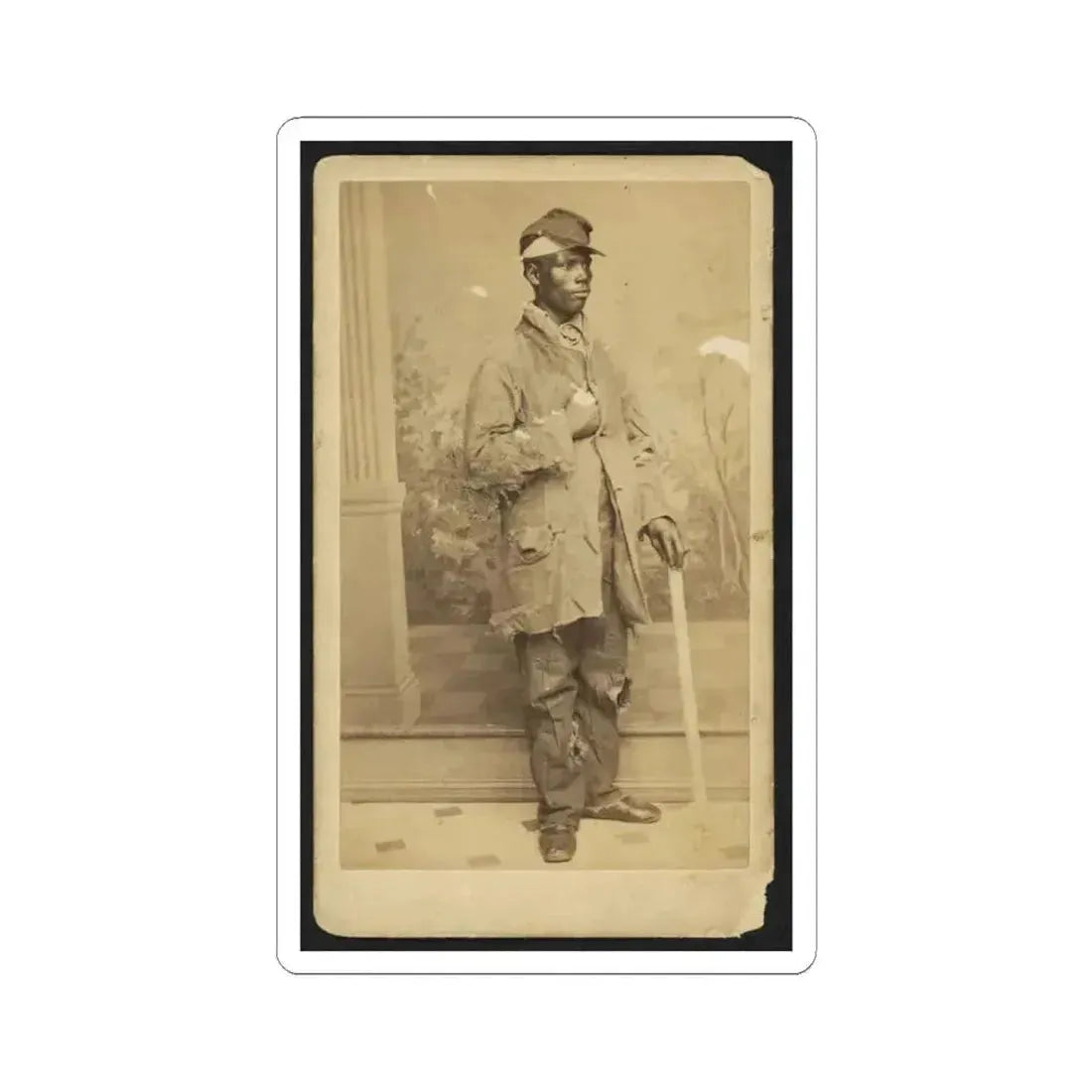 African American Man, Full-Length Portrait, Facing Right (U.S. Civil War) STICKER Vinyl Kiss-Cut Decal 4 Inch White - The Sticker Space