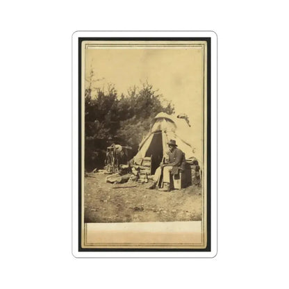 African American Man, Sitting Outside a Military Camp Tent (U.S. Civil War) STICKER Vinyl Kiss-Cut Decal 4 Inch White - The Sticker Space